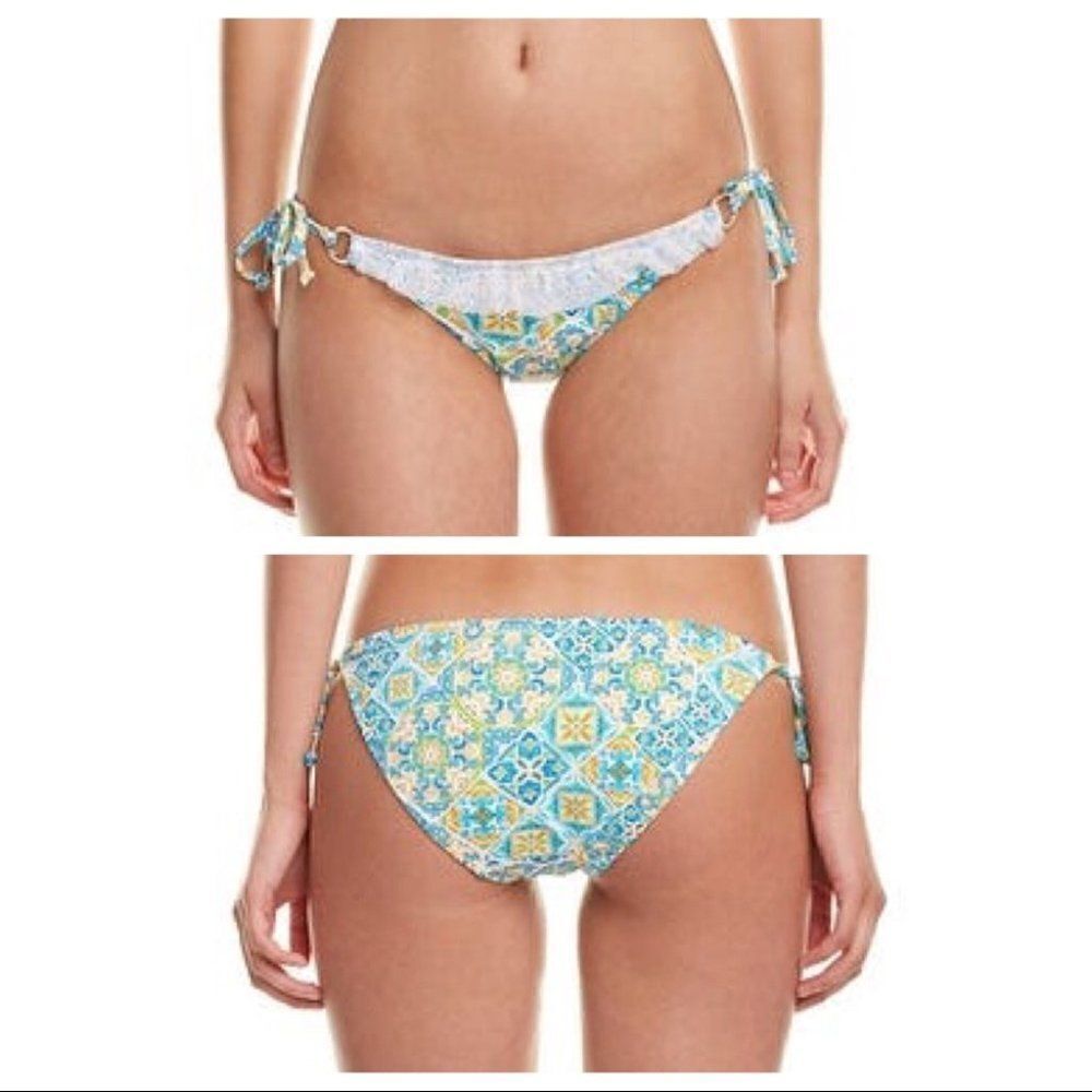 Kensie Ruffle side tie mosaic lace bikini bottom